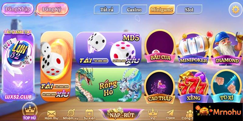 Lux52 sở hữu sảnh chơi nổ hũ có nội dung độc đáo vui nhộn