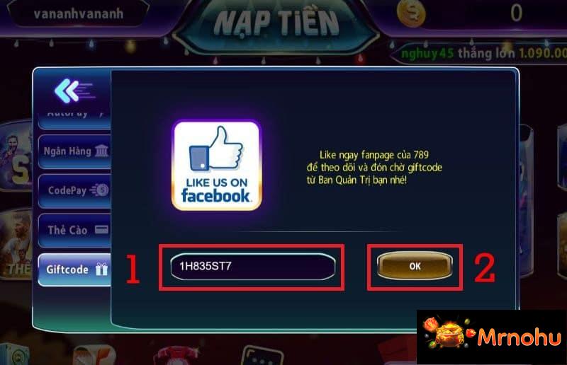 Các bước nhận giftcode của 789 Club siêu tốc