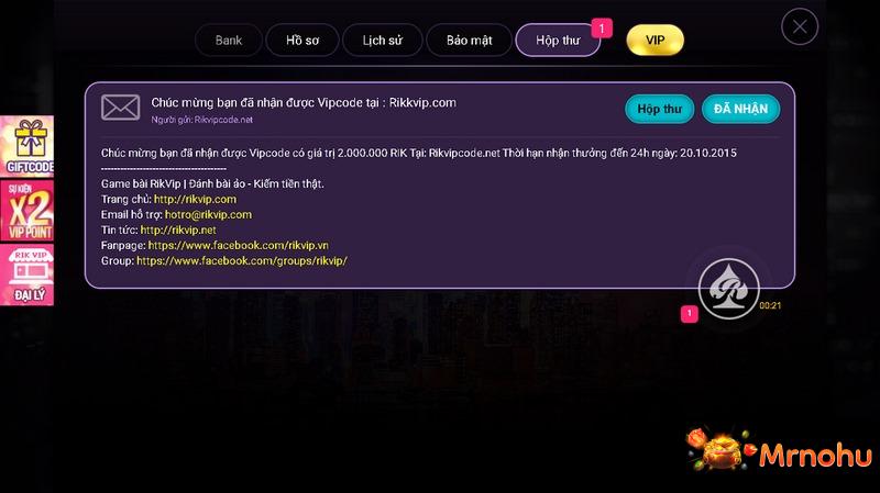 Các bước tiến hành nhận code cực dễ tại RikVip