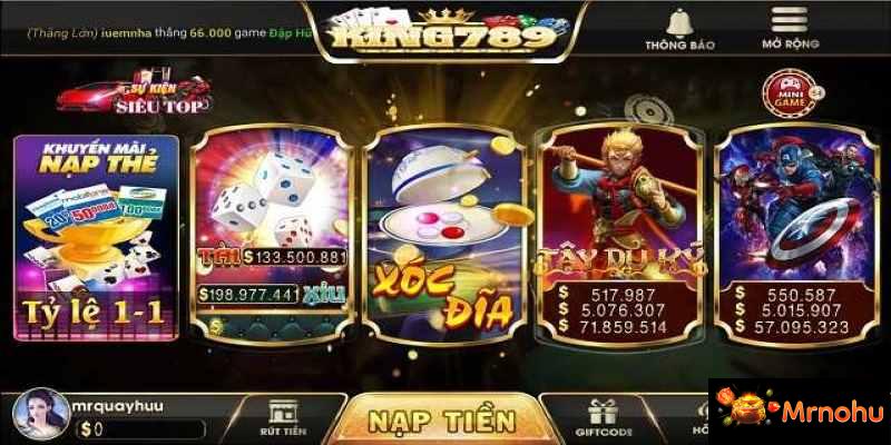 Kho game khủng, vô cùng phong phú  là một trong những ưu điểm của King789