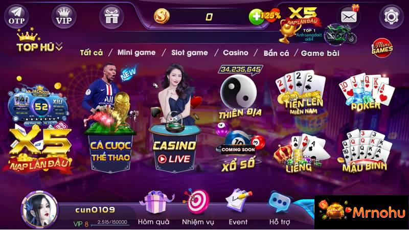Vô số các tựa game đổi thưởng đặc sắc có mặt tại cổng game